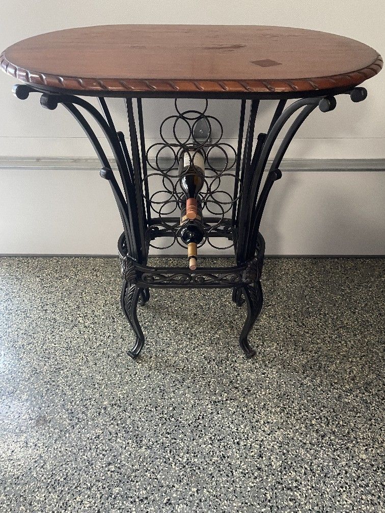 Wine Rack/ Bar Table With Wood Top
