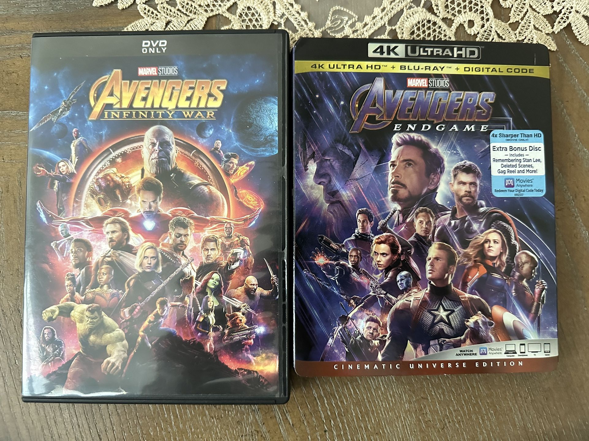 Avengers: Infinity and Endgame DVD and Blue-Ray