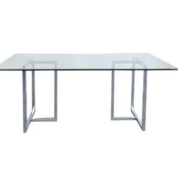 Glass Dining Table With Chrome Legs (CB2 Silverado)