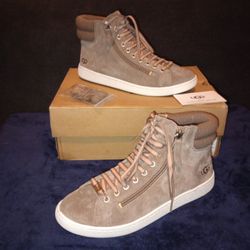 NWB UGG Women's Olive Leather High Top Sneakers Size 9