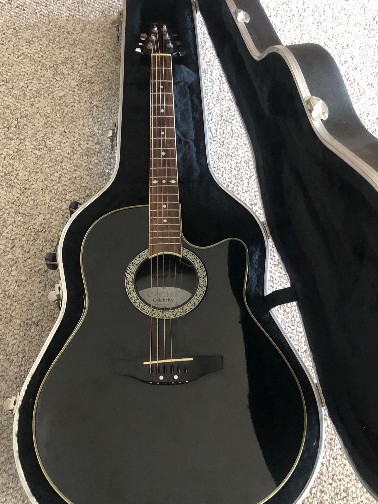 Ovation Acoustic Electric Guitar With Hardshell Case .
