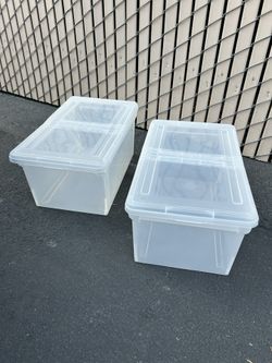 2 Plastic Bins With Lids