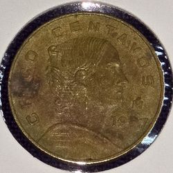 1967 Mexico 5 Centavo Coin