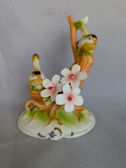 Capodimonte Porcelain Songbirds on Blossom Branch Figurine