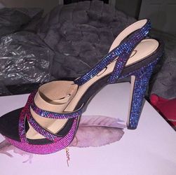 Rhinestone Platform Slingback Heels