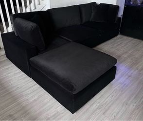 Soft Comfy Velvet Black Sofa Switchable Chase - OTHER Colors Available - SaMe DaY DeLiVeRy