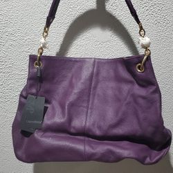 MOTHER'S DAY SPECIAL!!!  Cuore & Pelle Purple Leather Sofia "Hobo" Style Hand Bag 