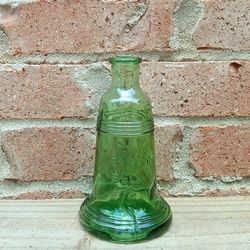 Vintage Liberty Bell Green Glass Bottle 