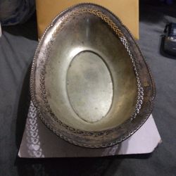 Vintage 800 Silver Oval Bowl 12x7 Used