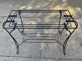 Vintage Wrought Iron MCM Tiered Stand — Plant / Aquarium / Console Base
