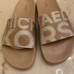 Authentic Michael Kors Pink Rhinestones Sandals Size 7 And 10