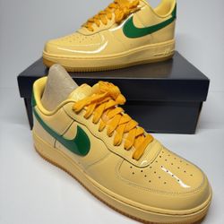 Nike Air Force 1 Low Patent Leather Topaz Gold Pine Green