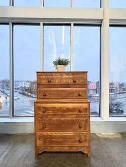 Vintage Traditional Classic Midcentury Modern Minimalist Brown Wood Dresser Chest Of Draws