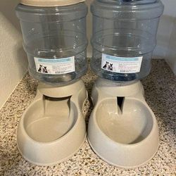 2 Pack Automatic Cat Or Dog Feeder And Water Dispenser Set