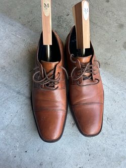Men’s Brown Leather Cap-Toe Oxford Dress Shoes