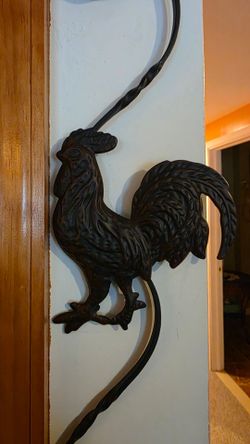 Pair of Wrought Iron Rooster Candle Holder Wall Sconces — Farmhouse Rustic