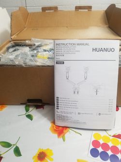 HUANUO FlowLift™ Dual Monitor Stand, Fully Adjustable Gaming Monitor Desk Mount for 13–32″ Computer Screens, Full Motion VESA 75x75/100x100 with C-Cla