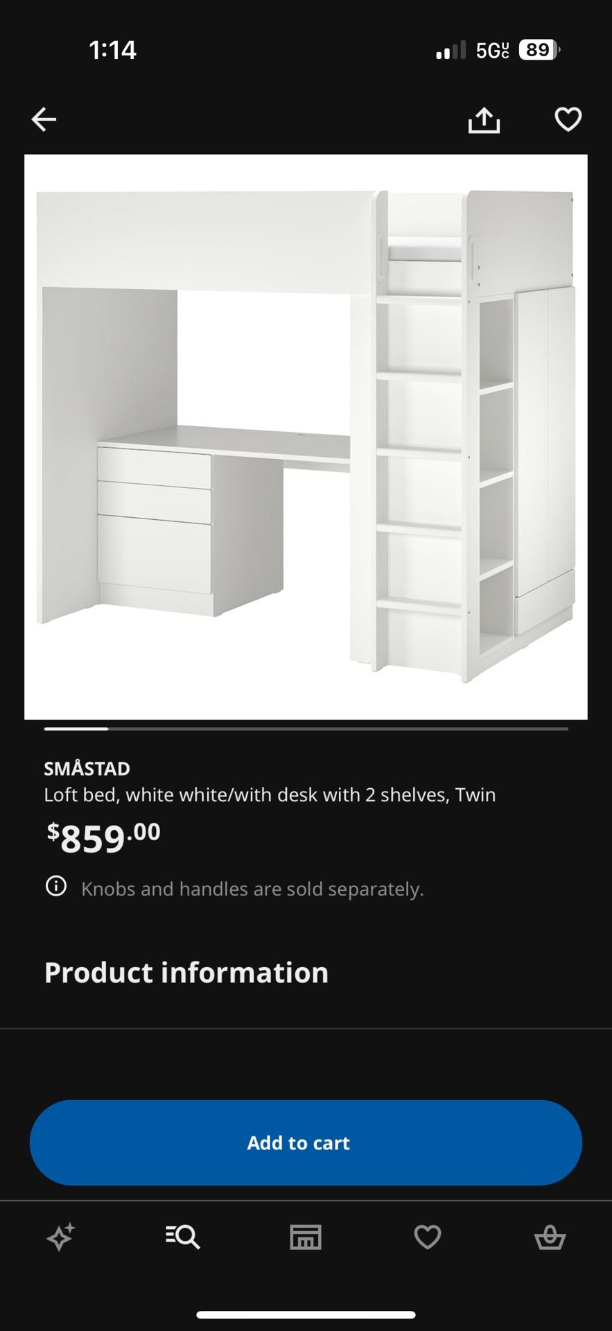 IKEA Bunk Bed With Desk And Drawers