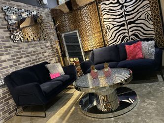 Blue Velvet Sofa and Love Seat - Grey Available too!