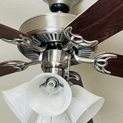 52" Brushed Nickel Ceiling Fan w/ Light Kit - Excellent Condition!