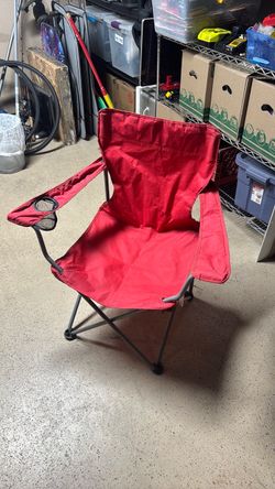 Red Folding Camp Chair with Cup Holder