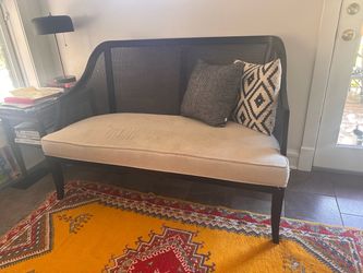 Arhaus Cane Back Settee Loveseat with Cushion