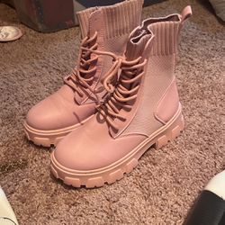 Light Pink Combat Boots Size 7