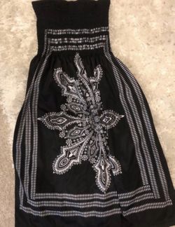 Black tube with white print beach dress