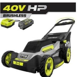 RYOBI 40V HP Brushless 20in Cordless Battery Walk Behind Push Mower With 6.0 Ah Battery And Charger 