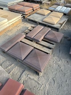 wall stone. cement caps