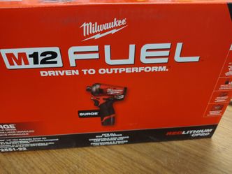 Milwaukee M12 fuel surge hex impact kit with two 2.0ah batteries and charger
