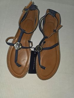 Tommy Hilfiger Denim T-Strap Flat Sandals