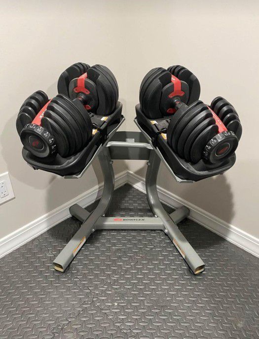 Bowflex Set ( Dumbbells, Stand And Bench) 