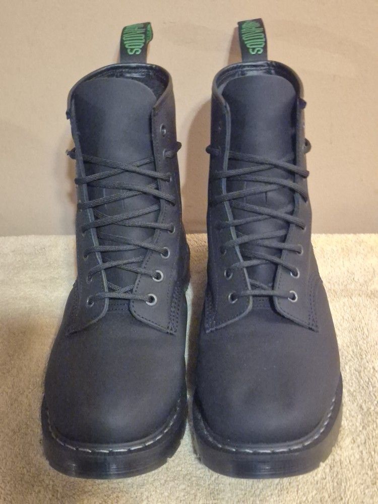 Solovair Black Greasy 8 Eye Derby Boot - Mn(Sz 9)