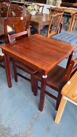 (In store) Small Wood Square Dining Set W/ Two Chairs