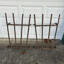 Two antique metal racks for hay/straw for animal feeding  Measures 24“ x 35“ and about 10 inches wide at the top. Great for a manger/barn/crafting/man