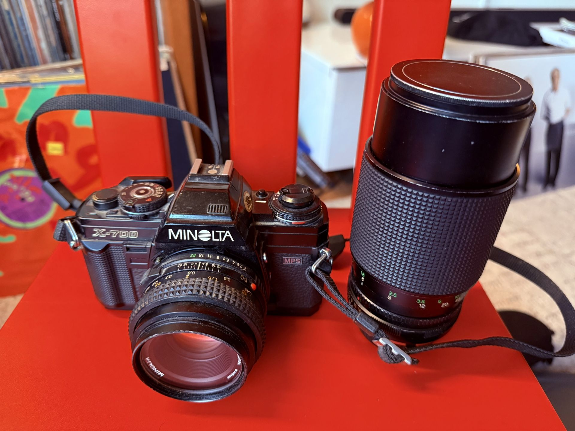 minolta x700 film camera with 50mm & 75-205mm lenses