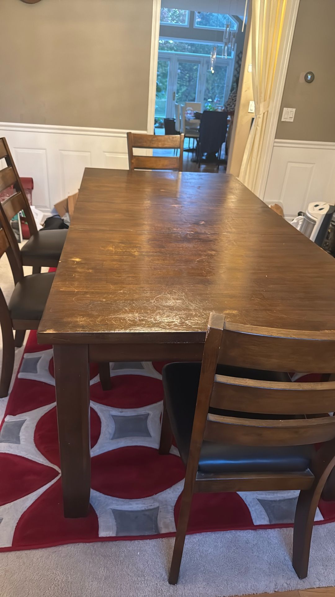 Wooden Dining Table With Chairs And Bench