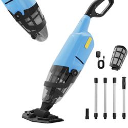 Brand New Handheld Pool Vacuum – 60min Runtime & 4-Section Aluminum Pole, Powerful Suction, Lightweight Cordless Rechargeable Pool Cleaner for Ingroun
