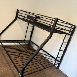 Black Metal Twin Over Queen Bunk bed 