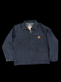 Carhartt WIP Detroit Jacket Black Faded Canvas Plaid Lined Large New With Tags