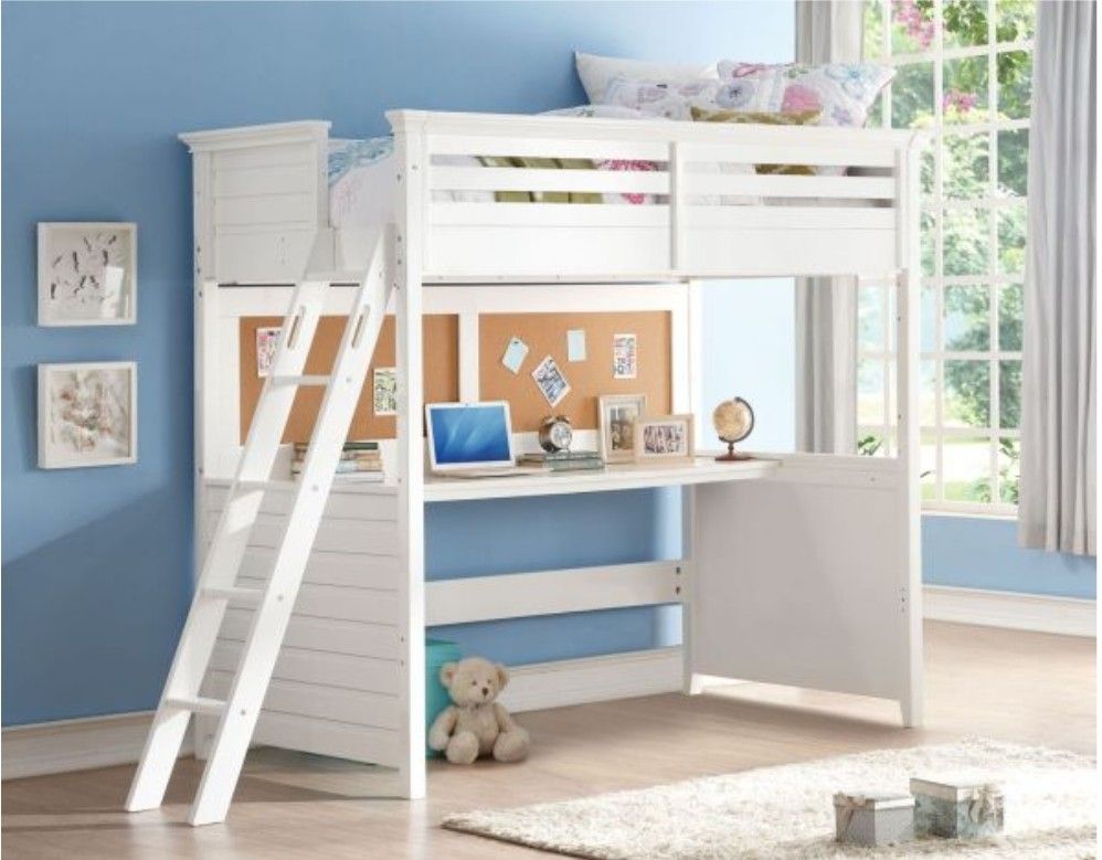 TWIN LOFT BED W/ DESK + TWIN MEMORY FOAM 8