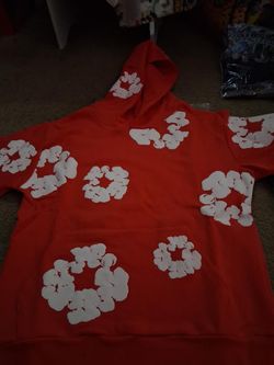 Red denim tear hoodie