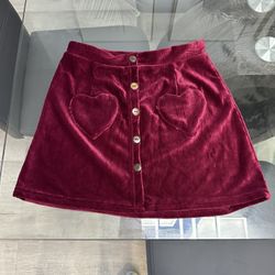 Burgundy Heart Skirt Girls Size 10/12