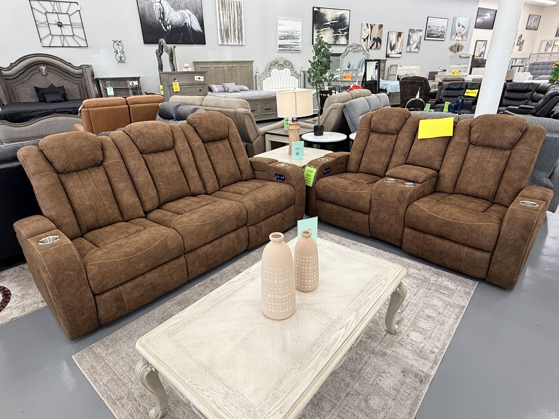 New Power Recliner Sofa And Love Seat For $45 Downpayment