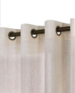 Linen Curtains tan Beige Linen Curtains for Bedroom Living Room, Sliding Glass Door Curtains for Patio, 2 Panels 52x86 Inches Long