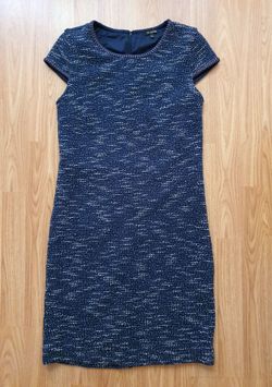 Massimo Dutti Navy Tweed Dress | Like New, Great Stretch & Slim Fit