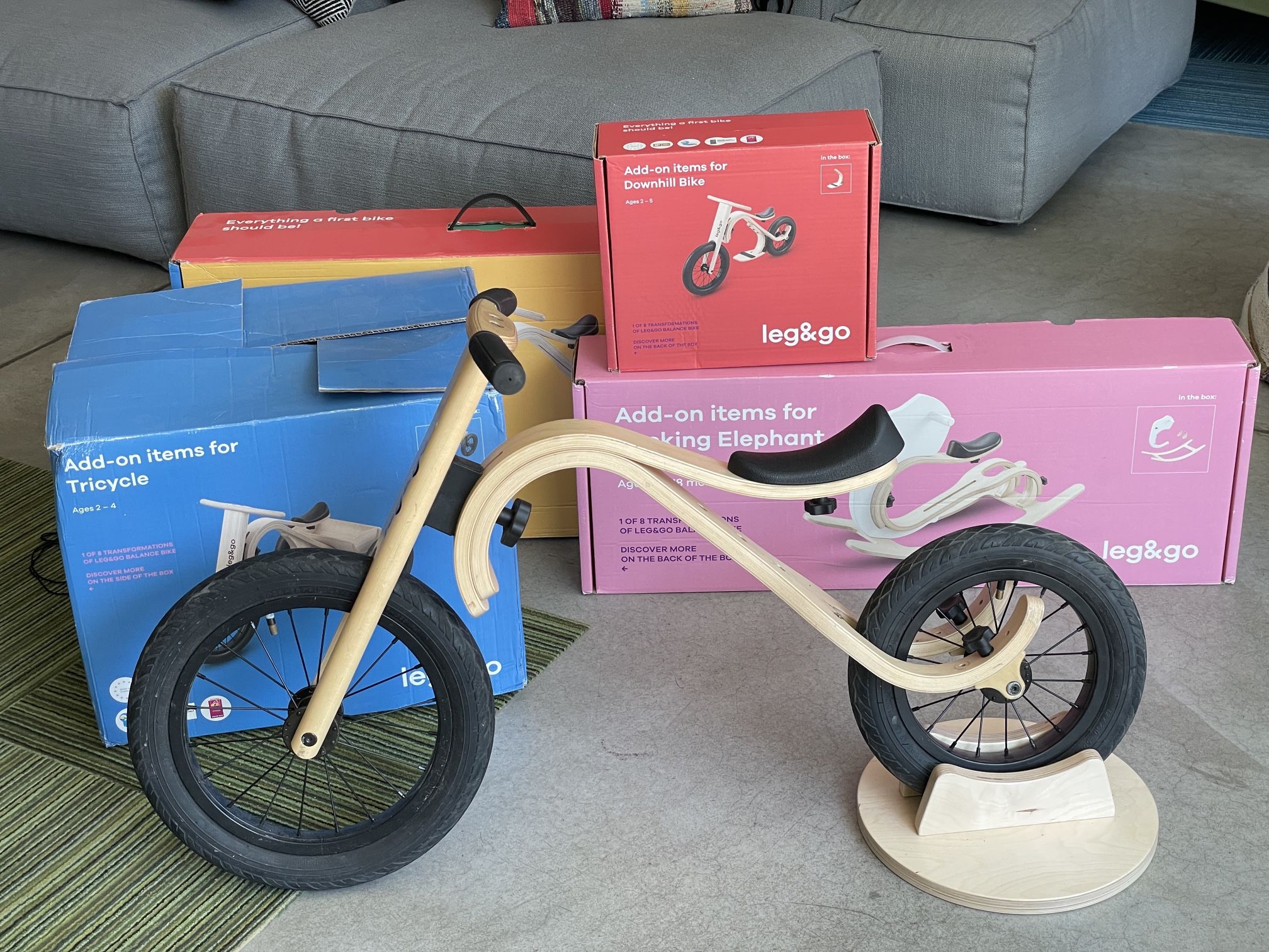 Leg And Go Wooden Balance Bike With Add Ons