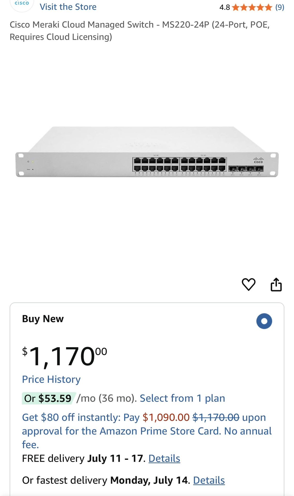 Cisco Meraki MS220-24 Switch