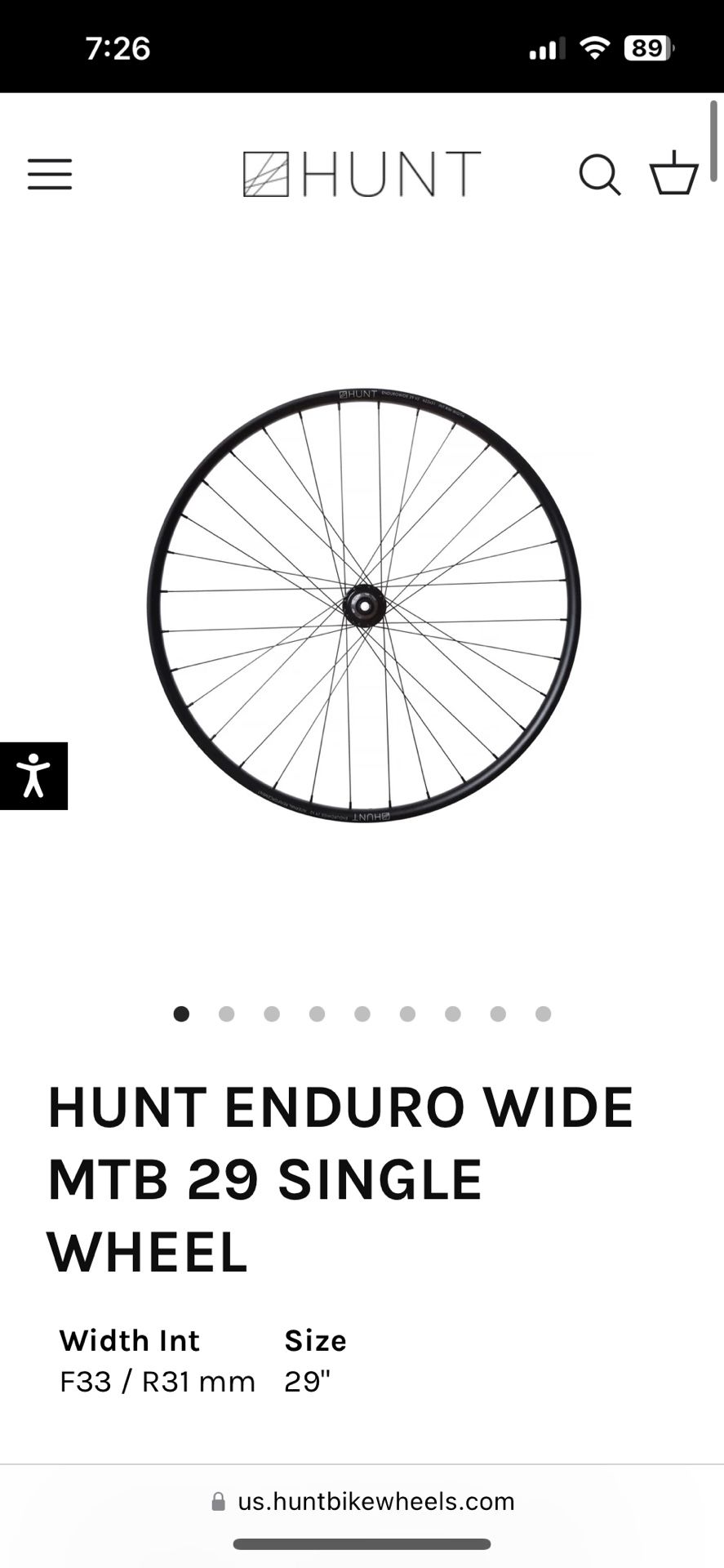 29” Hunt E Enduro Wide 35mm Rear Wheel